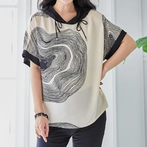 [하프클럽] 바띠 후드 모노톤 티 블라우스 홈쇼핑 엄마옷