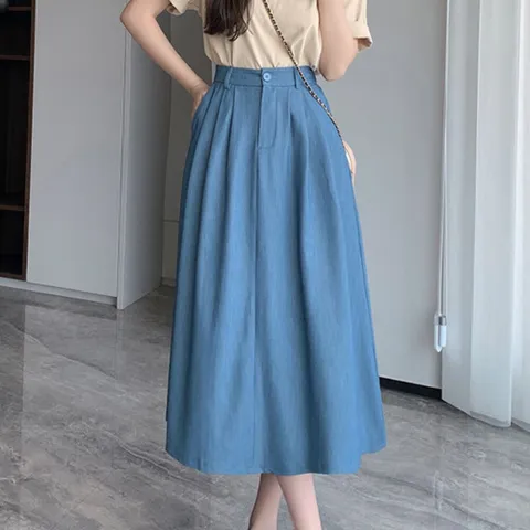 [브리치]  / NS353 캐주얼 뒷밴딩 데님 스커트