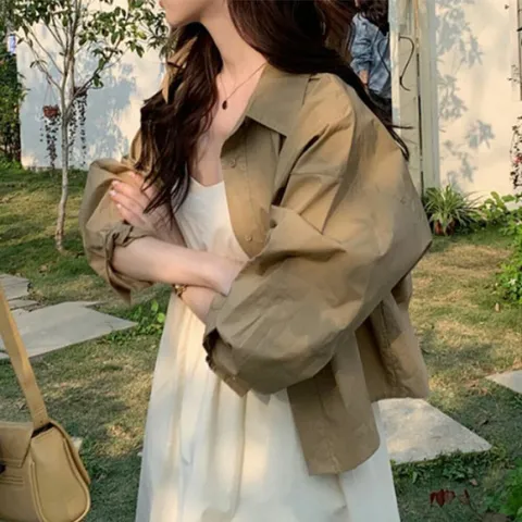 [브리치]  / 루즈핏 백 슬릿 언발란스 심플 셔츠 84241