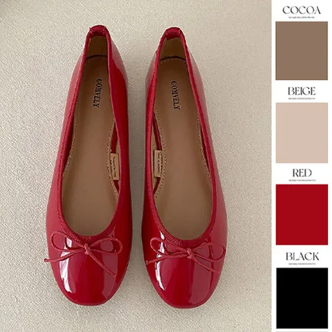 [브리치]  / 누적8만개 리본 애나멜 플랫슈즈 여성 단화 구두 1cm