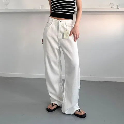 [하프클럽/여성 여름 일자 와이드 팬츠 소프트한 텐셀혼방 쿨 바지 후들후들핏