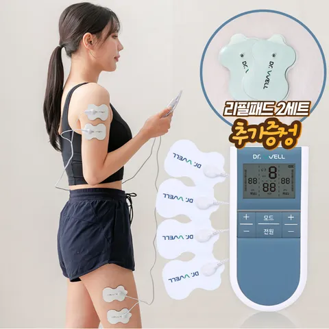 EMS 듀얼 저주파 마사지기 안마기 휴대용 부착형 자극기 (리필패드4개)
