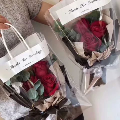 꽃포장봉투 투명 포장 선물 비치는 쇼핑백 10P 대