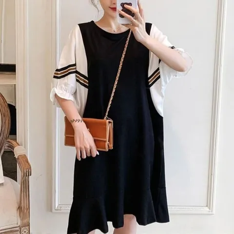 [오노마] ONM 여성 코디 걱정없는 가오리핏 페이크 레이어드 원피스 (14928486)