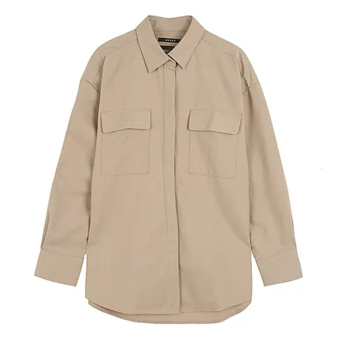 유니 코튼레이온 오버 아웃포켓 셔츠(O194SH040P)