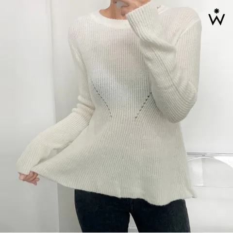라운드넥 러블리 프릴 포인트 긴팔 니트 (WIBANT117)