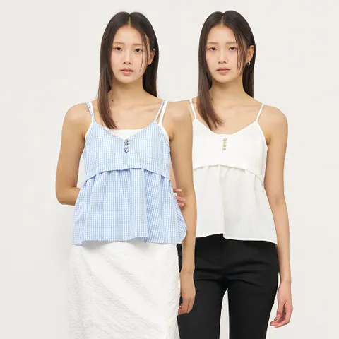 시어서커 슬리브리스블라우스[3COL]/WBE2L03521