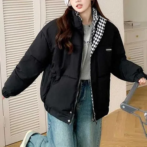 [하프클럽] 캐주얼 패턴 퀼팅패딩 하이넥 점퍼 패셔너블