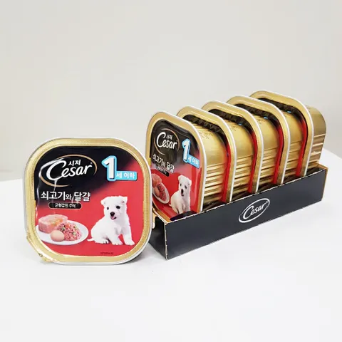 시저 퍼피 (1세이하) 소고기와 달걀 (100gx24개) 강아지주식캔