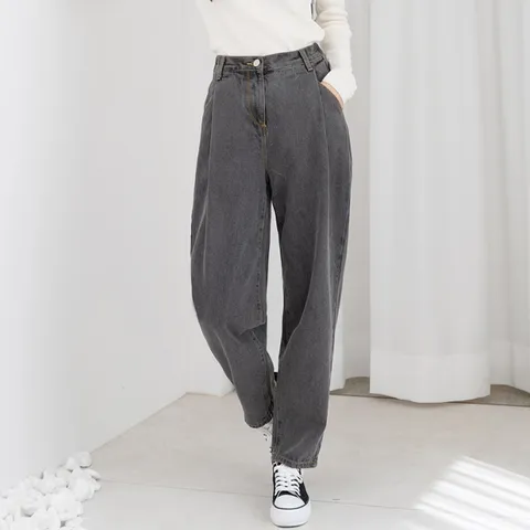 [하프클럽/엘케이트] 여성 청바지 LDM455 여자 핀턱 오버핏 배기 청팬츠