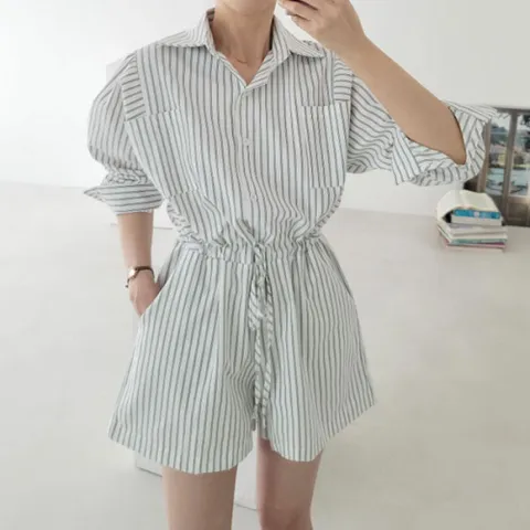 [브리치]  / 올매치 스트라이프 반바지 점프수트 VV36424766gz