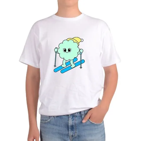 [하프클럽]  오버핏반팔 기타치는네모 도형 별기타 스키구름