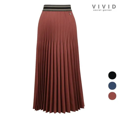 [하프클럽] VIVID 여성 플리츠 봄가을 주름 롱스커트