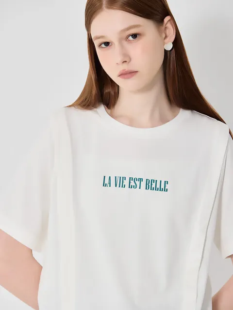 [홈쇼핑방송/(LeOT)]  컨템포러리 레터링 패널 리오셀 반팔 티셔츠 (택가격: 59800원)