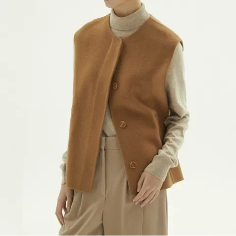 [최초가79,000원] 울 블렌디드 핸드메이드 베스트_카멜