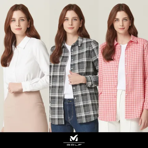 솔리드 체크 스판셔츠 여성 3종세트