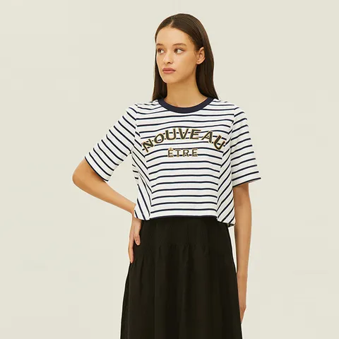 [베네통] 제임스 스트라이프 크롭 티셔츠_SATS51231DN