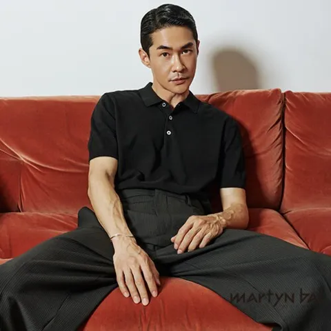 [마틴발] 남성 린넨 블렌디드 반팔 카라니트_블랙