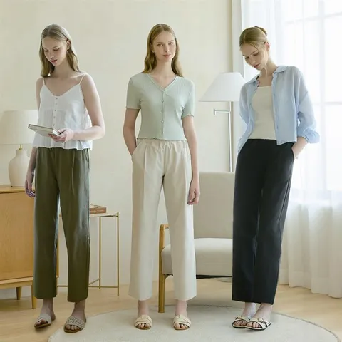 테이퍼드핏 시어서커 썸머 밴딩팬츠3종