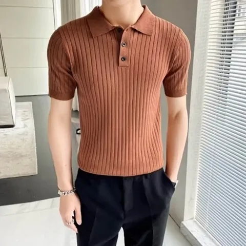 [다잇템] 남성 카라반팔 레귤러핏 골지 미니멀리즘 티셔츠_22061221_588872