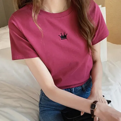 여자 티셔츠 면티 무지티 슬림 라운드티 반소매 흰티