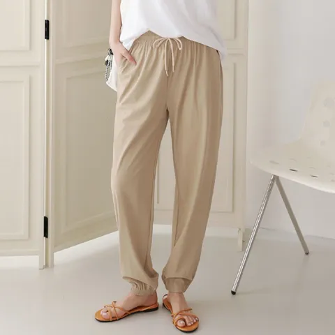 H스타일(CC)빅사이즈냉감쿨맥스스판조거배기 여름 여성 밴딩팬츠 냉감 아이스 쿨 배기 조거