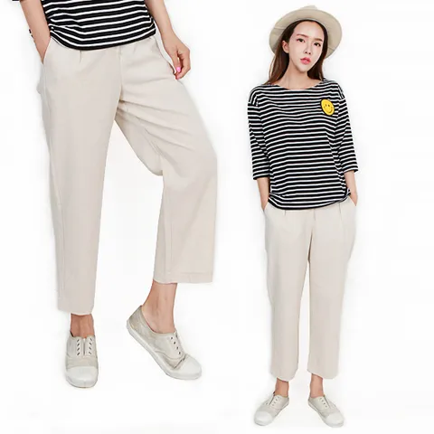 [하프클럽/에이치스타일]BC/1806린넨통바지/밴딩바지/빅사이즈