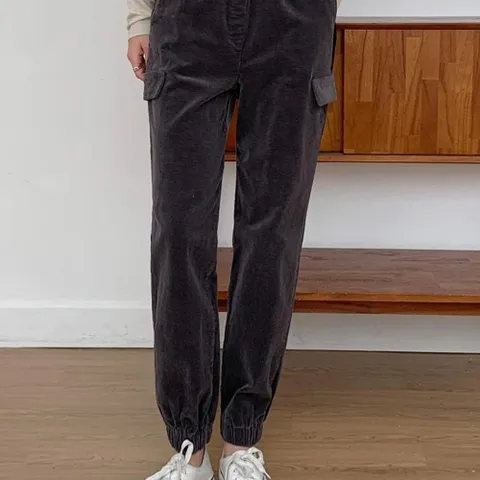 [옷자락] 여자 골덴 밴딩 카고 가을 겨울 데일리룩 조거 팬츠