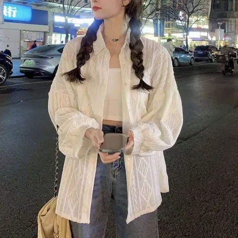 릴랙스핏 컴포트룩 데일리펀치디테일 폴로카라 드레스셔츠 오픈니트 카라셔츠