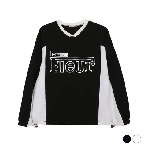 [하프클럽] 남자 오버핏 V넥 배색 프린팅 티셔츠 VC-TSA-Q020