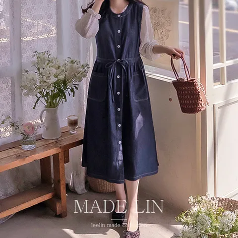 MADE LIN 크리스틴 앤버튼 단아한핏 데일리 청원피스