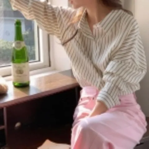 여자 롱슬리브 롱 단가라 베이직 박스핏 FW 셔츠