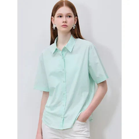 (SHESMISS)] 로라제인 베이직 반팔 셔츠 (택가격: 138000원)