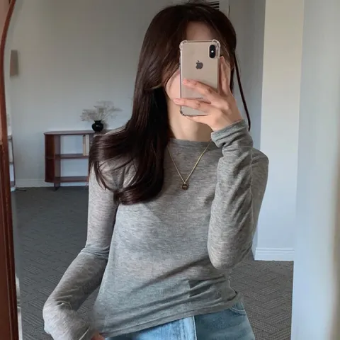 [브리치]  / 에밀리 레이어드 울 tencel 시스루 봄 가을 긴팔티 (가을/이너티/레이어드)