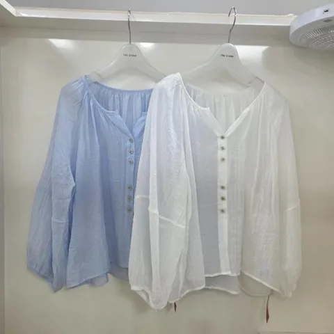 더스토아 DP01 거즈 V 셔링 블라우스 셔츠 T26tnd453l057 (50145950)