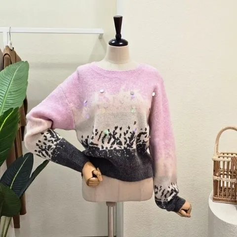 FW4K3KT32492_그라데이션 스팽글 배색 니트