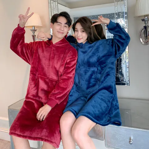 겨울 극세사 밍크 입는 후드 대형 담요 잠옷 M11278 입는담요 겨울담요 겨울잠옷 극세사잠옷