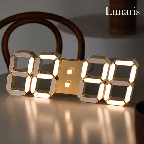 국산 루나리스 24K 금도금 샴페인골드 3D LED 벽시계 LG전구 38