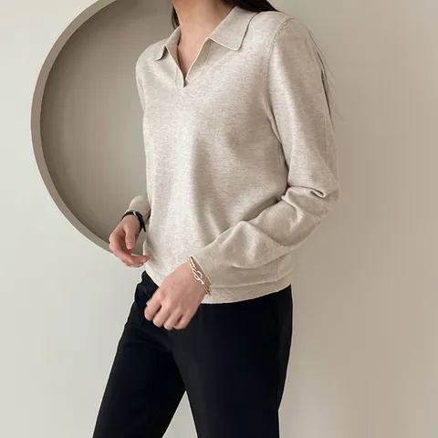 [하프클럽/어반프랑]바리 오픈카라 긴발 니트