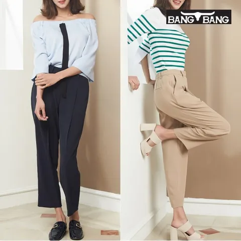 [하프클럽/뱅뱅]여성 세미 배기핏 스판 팬츠 2종세트