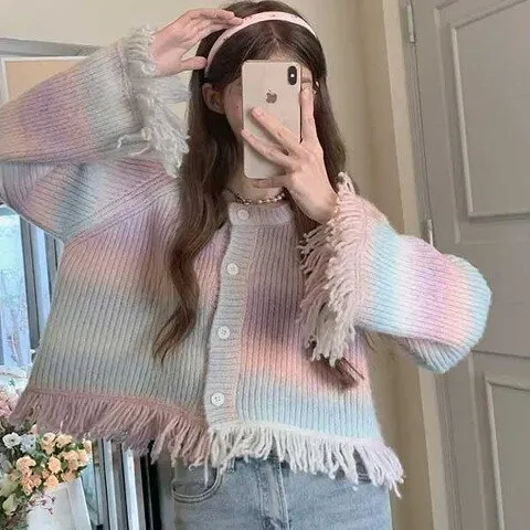 MZ픽 그라데이션 프레이드니트