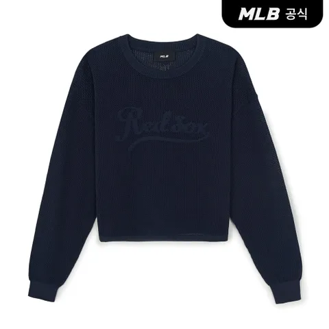26SS 여성 바시티 크로쉐 크롭 스웨터 풀오버 BOS (Navy) 3FKPV0263-43NYS