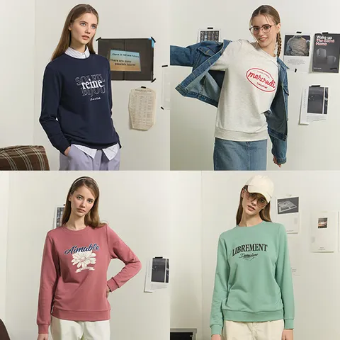 여성면레터링맨투맨4종세트