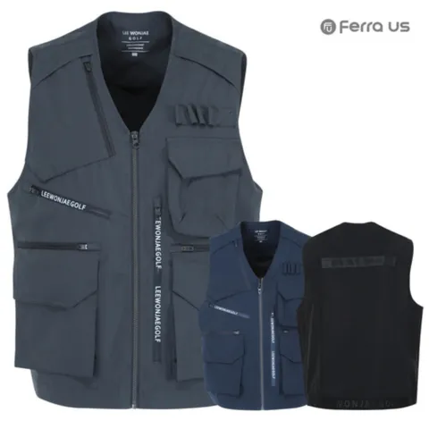 남성 봄 여름 골프웨어 골프 브이넥 포켓 캐주얼 조끼 190523M22