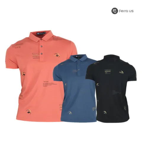 남성 여름 골프웨어 골프 카라 달 나염 반팔 티셔츠