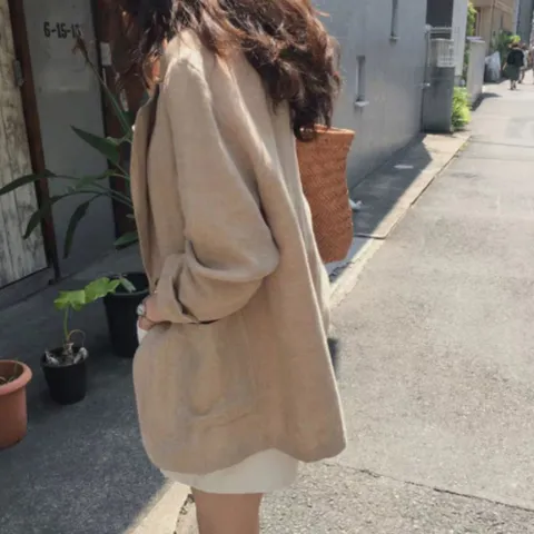 캐주얼 여자 린넨자켓 여름아우터 롤업자켓 자켓 마자켓 린넨 롤업마이