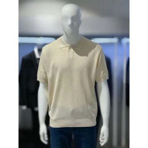 [하프클럽]   2color  짜임패턴 카라 반팔 니트 티셔츠 326618031-1