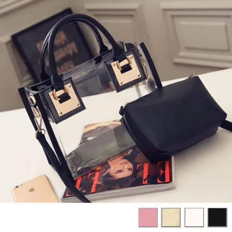 인기 너무예쁜 파우치포함 여름 필수 투명 크로스백 투명가방 스타공항패션 여자크로스백