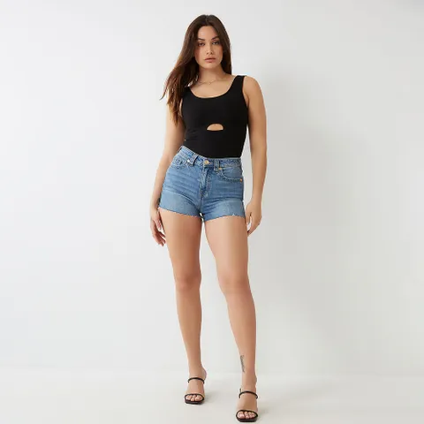 [TRUE RELIGION] MAISIE HIGH RISE SHORT_205261_ISLAND BLUE