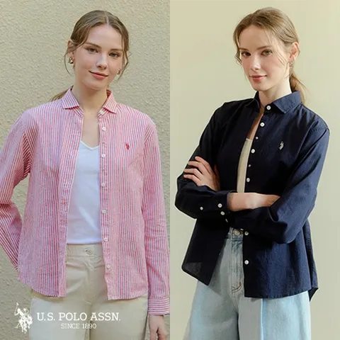 [앱10%][U.S POLO ASSN.] 26SS 프렌치린넨 블렌디드 셔츠 2종 여성